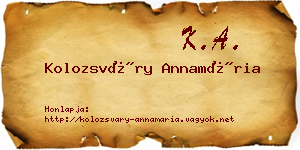Kolozsváry Annamária névjegykártya
