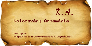 Kolozsváry Annamária névjegykártya